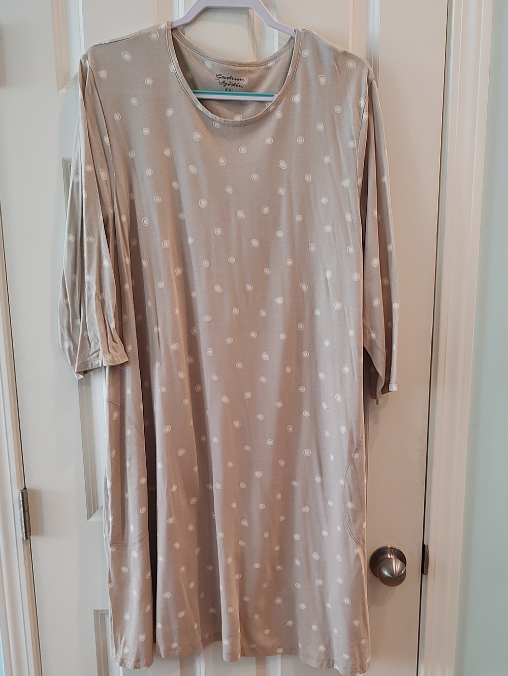 Gudrun Sjoden Beige Tunic with White Dot Pattern